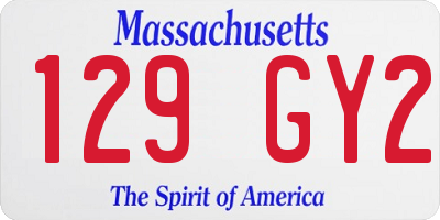 MA license plate 129GY2