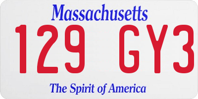 MA license plate 129GY3