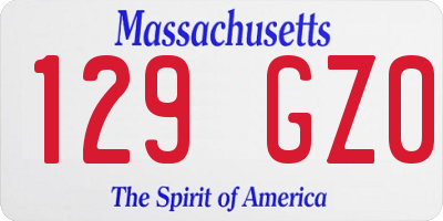 MA license plate 129GZ0