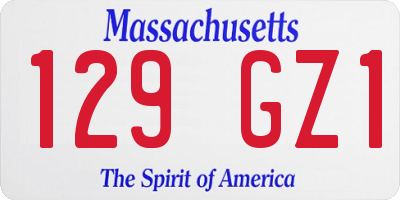 MA license plate 129GZ1