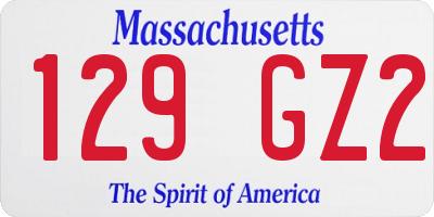MA license plate 129GZ2
