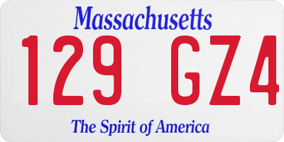 MA license plate 129GZ4