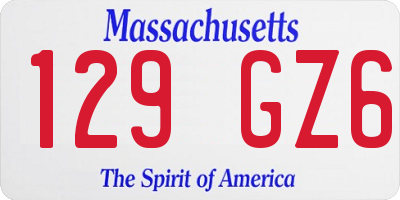 MA license plate 129GZ6