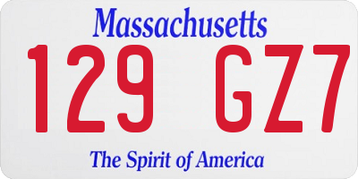 MA license plate 129GZ7