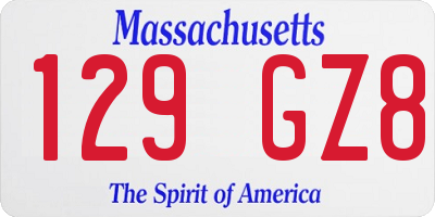MA license plate 129GZ8