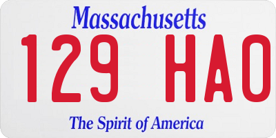 MA license plate 129HA0