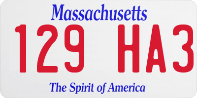 MA license plate 129HA3