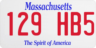MA license plate 129HB5