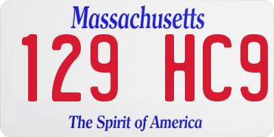 MA license plate 129HC9