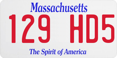 MA license plate 129HD5