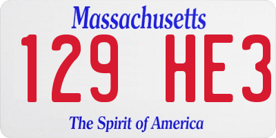 MA license plate 129HE3