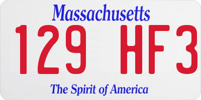 MA license plate 129HF3