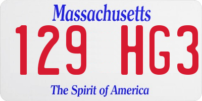MA license plate 129HG3