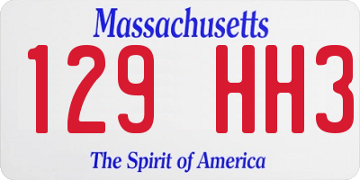MA license plate 129HH3