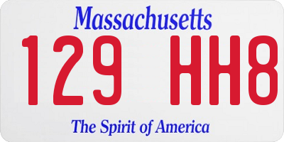 MA license plate 129HH8