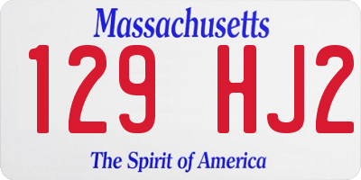 MA license plate 129HJ2