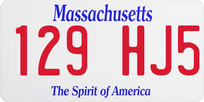 MA license plate 129HJ5
