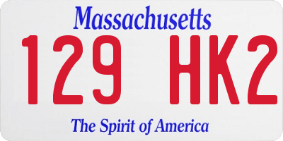 MA license plate 129HK2