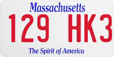 MA license plate 129HK3