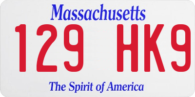 MA license plate 129HK9