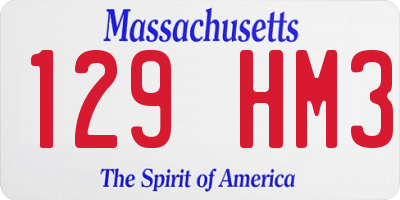 MA license plate 129HM3
