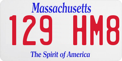 MA license plate 129HM8