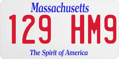 MA license plate 129HM9