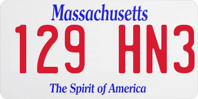 MA license plate 129HN3