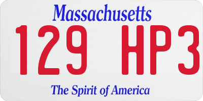 MA license plate 129HP3