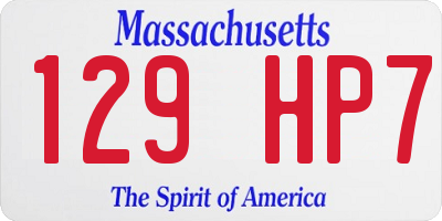 MA license plate 129HP7