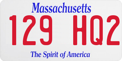 MA license plate 129HQ2