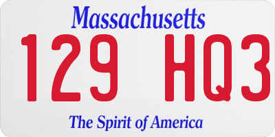 MA license plate 129HQ3