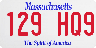 MA license plate 129HQ9