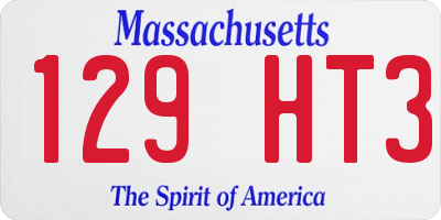 MA license plate 129HT3