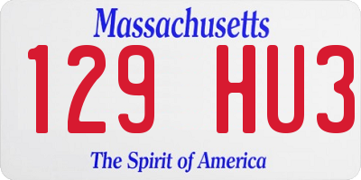 MA license plate 129HU3