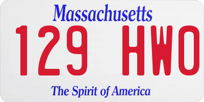 MA license plate 129HW0