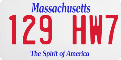 MA license plate 129HW7