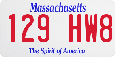MA license plate 129HW8