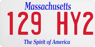 MA license plate 129HY2