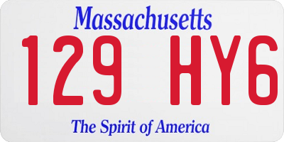 MA license plate 129HY6