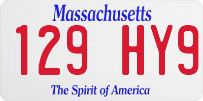 MA license plate 129HY9