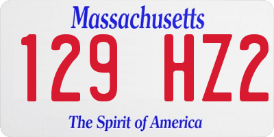 MA license plate 129HZ2