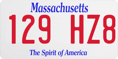 MA license plate 129HZ8