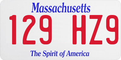 MA license plate 129HZ9