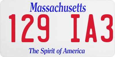 MA license plate 129IA3