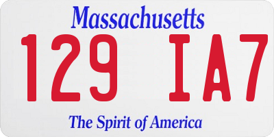 MA license plate 129IA7