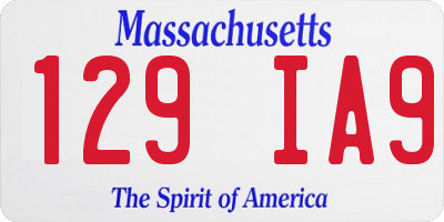 MA license plate 129IA9