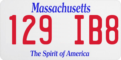 MA license plate 129IB8