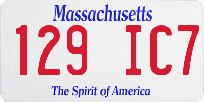 MA license plate 129IC7