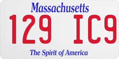 MA license plate 129IC9